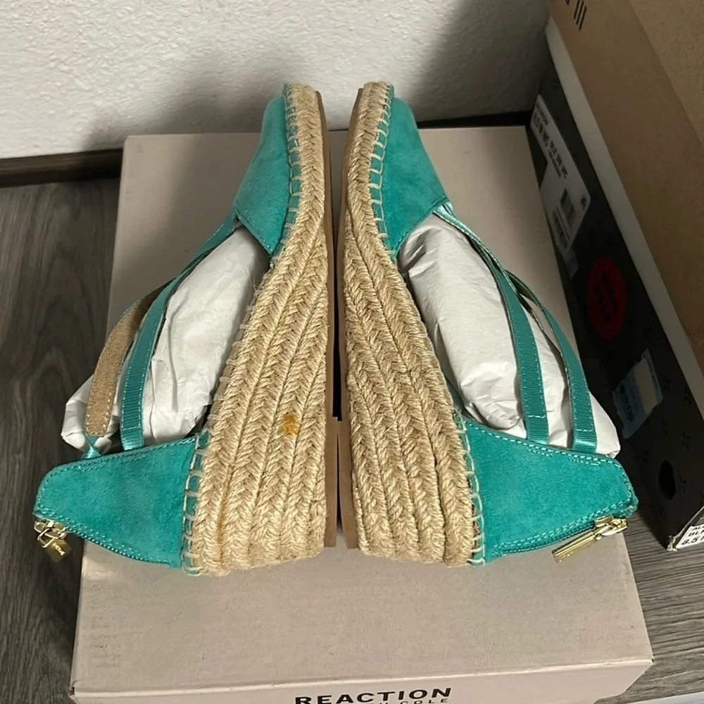 REACTION KENNETH COLE Womens Wedge Sandals In Turquoise